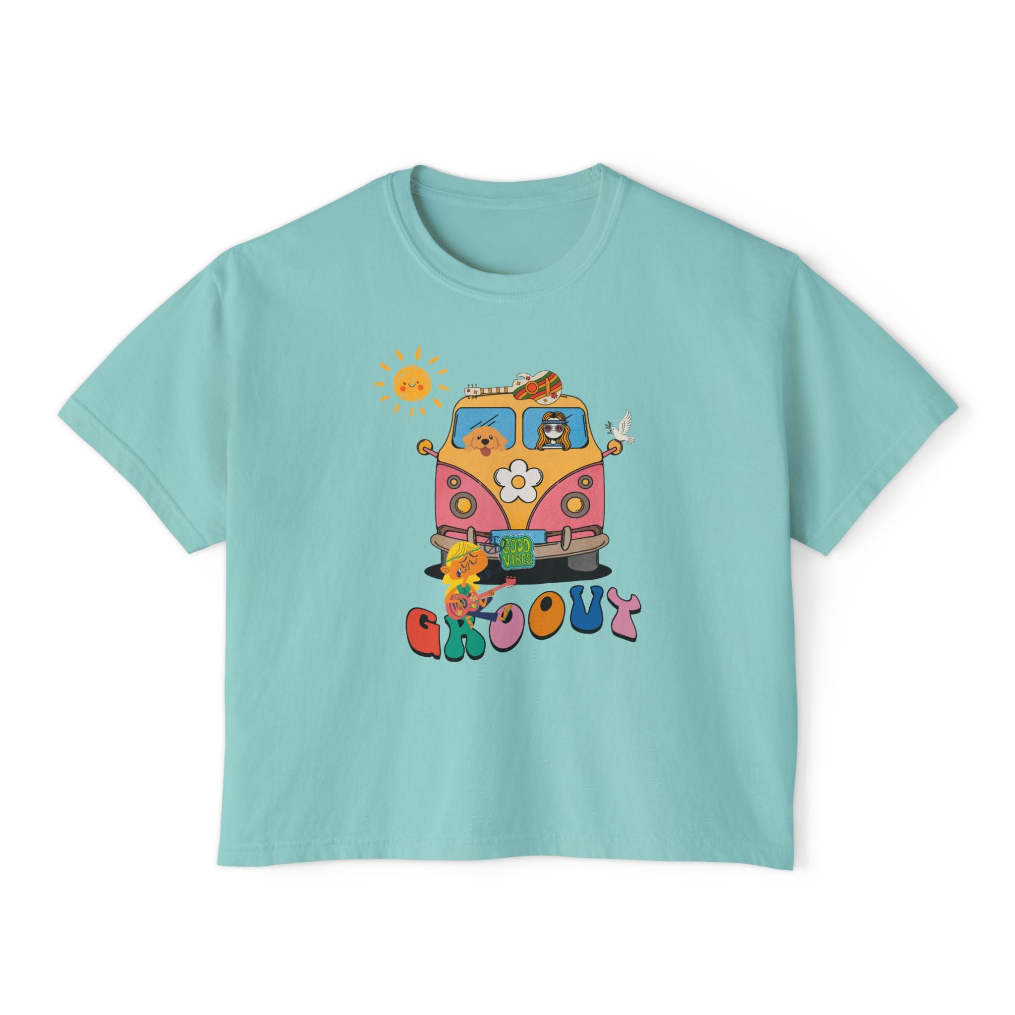 Adult Women's Boxy Tee:  Grove Out:  Peace and Love
