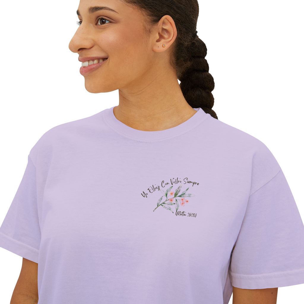 I Am With You Always" Multilingual Cropped Tee Adult Female