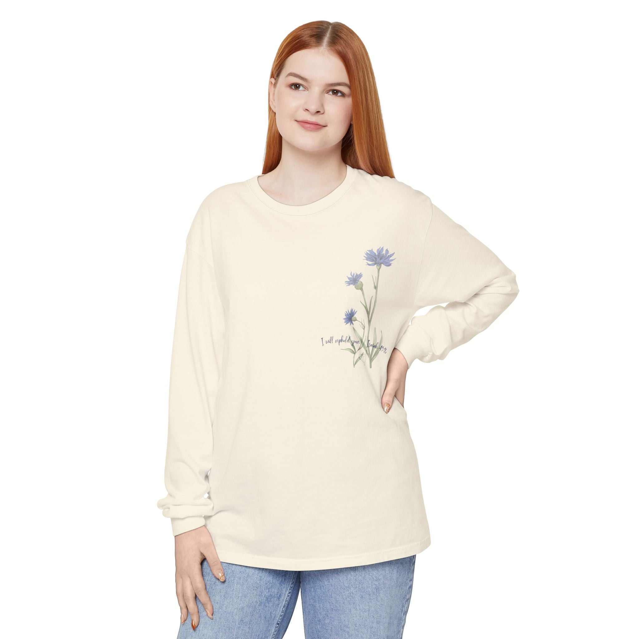 Fear Not – I Will Uphold You:  Isaiah 41:10 Women's Long Sleeve Faith Tee