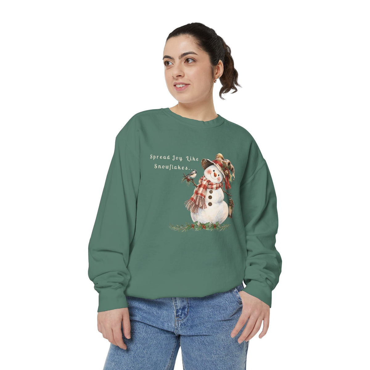 Spread Joy Like Snowflakes | Comfort Colors Snowman Sweatshirt