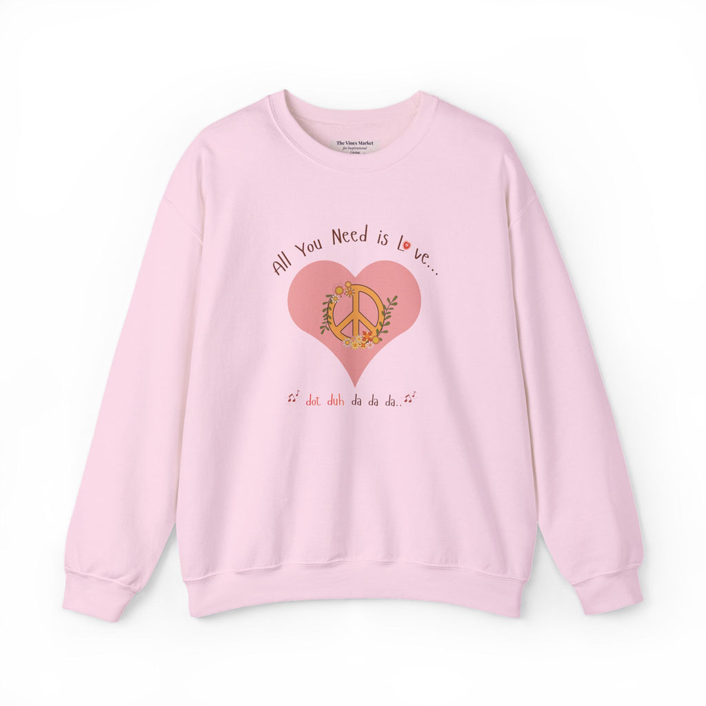 Peace and Love:  Retro All You Need is Love Sweatshirt -- For Her