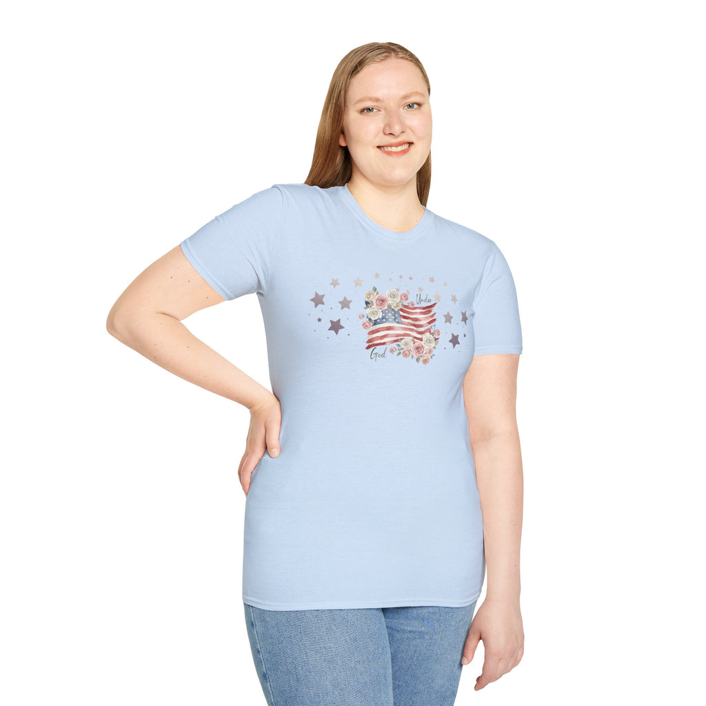 Under God | Watercolor Flag & Roses Women’s Tee