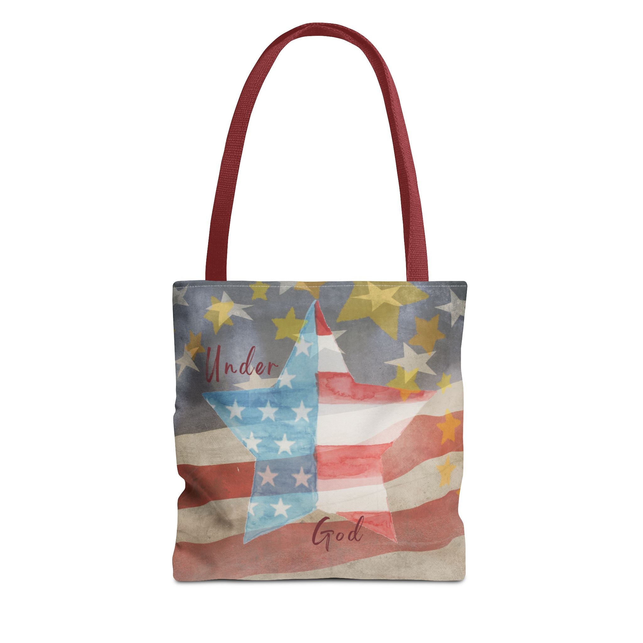 Under God | Watercolor Stars and Stripes Tote Bag 3 Sizes