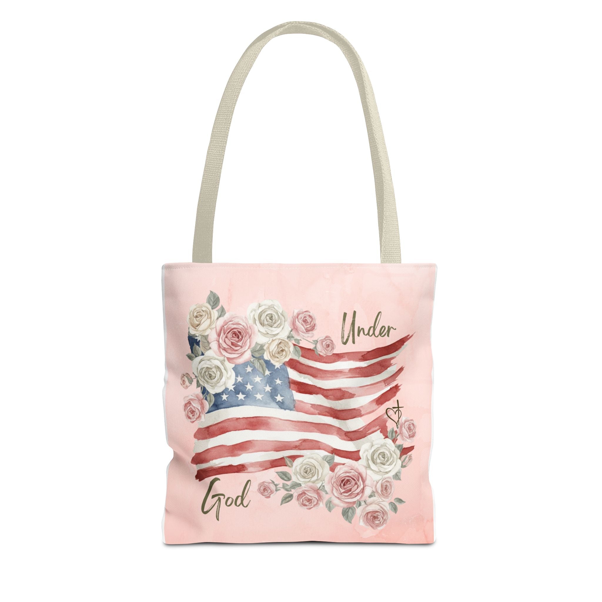 Under God | Watercolor Flag & Roses Tote Bag