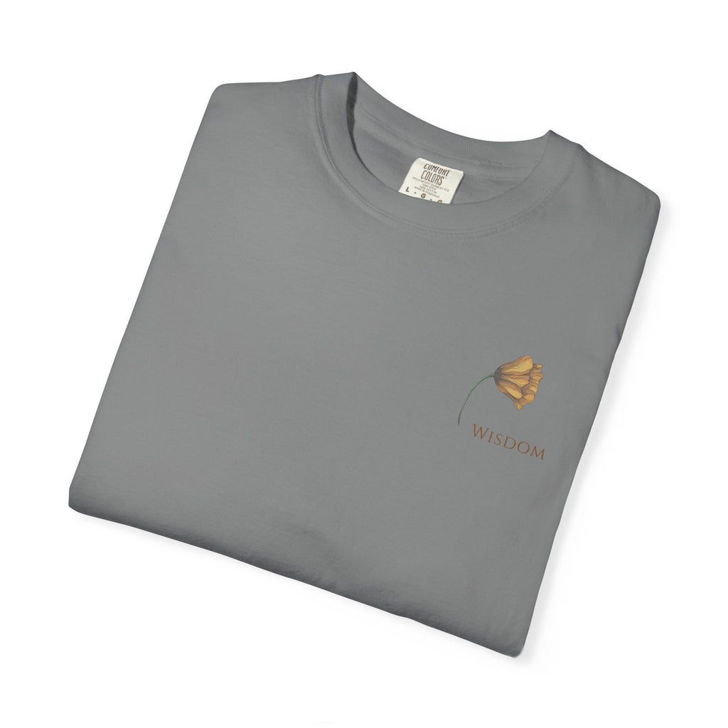 Whispers Collection™ | “Wisdom” Comfort Colors® Garment-Dyed Tee | Inspirational Botanical Shirt | Literary Minimalist Graphic Tee Women Adult
