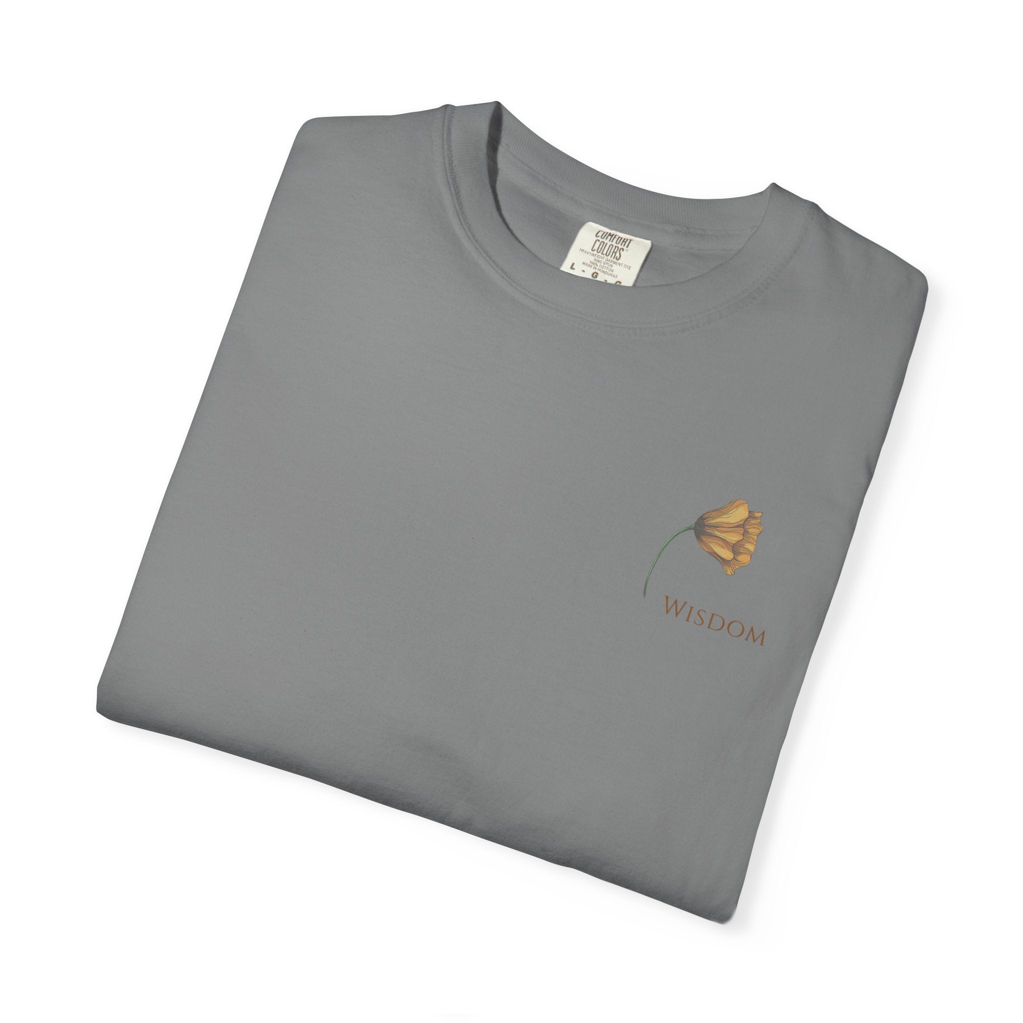 Whispers Collection™ | “Wisdom” Comfort Colors® Garment-Dyed Tee | Inspirational Botanical Shirt | Literary Minimalist Graphic Tee Women Adult