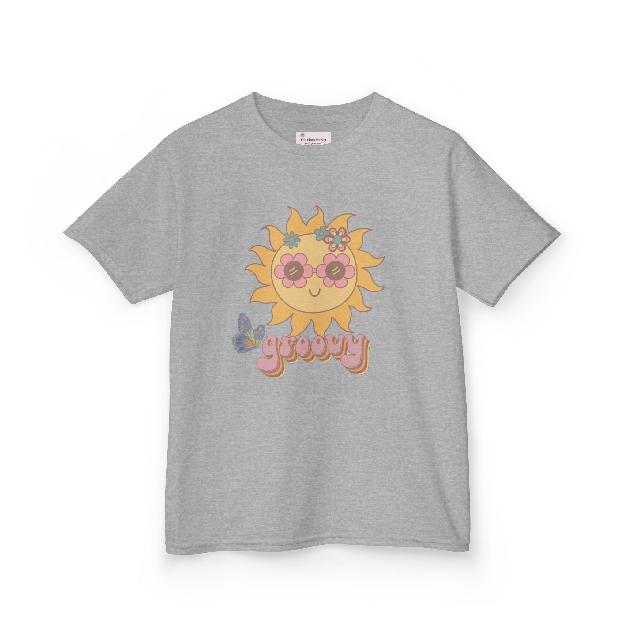 Peace and Love Groovy Sun Kids Tee — Retro 70s Graphic T-Shirt for Boys & Girls