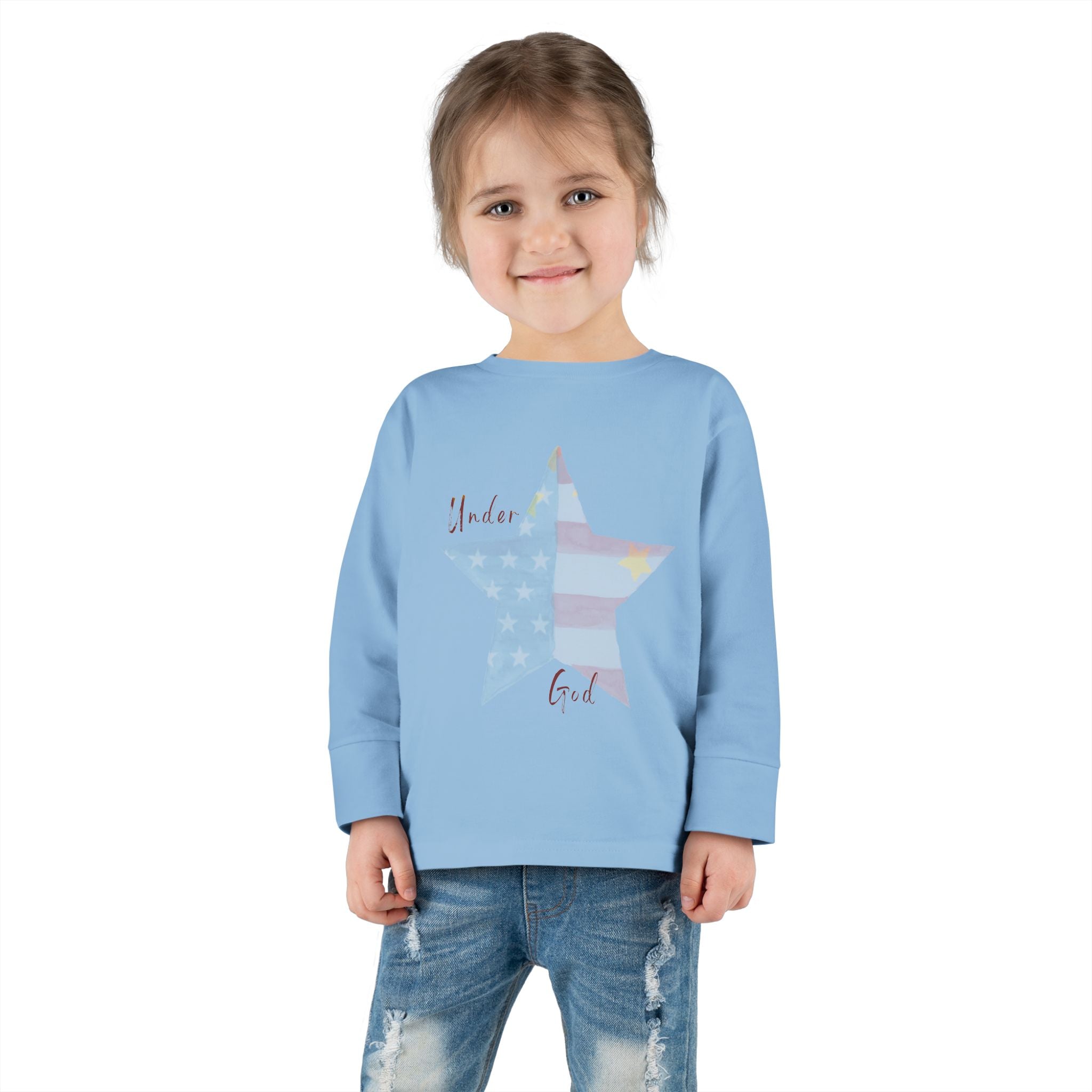 Under God | Watercolor Star Unisex Toddler Long Sleeve Tee