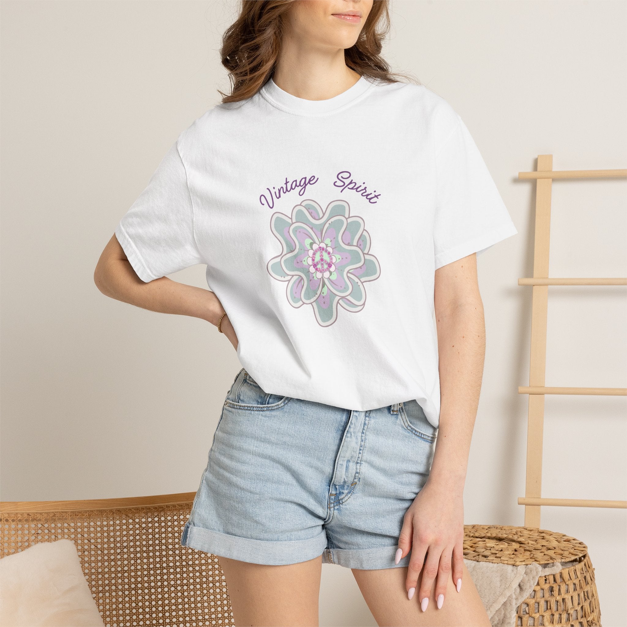 Peace and Love Vintage Spirit Floral T-Shirt -- For Her