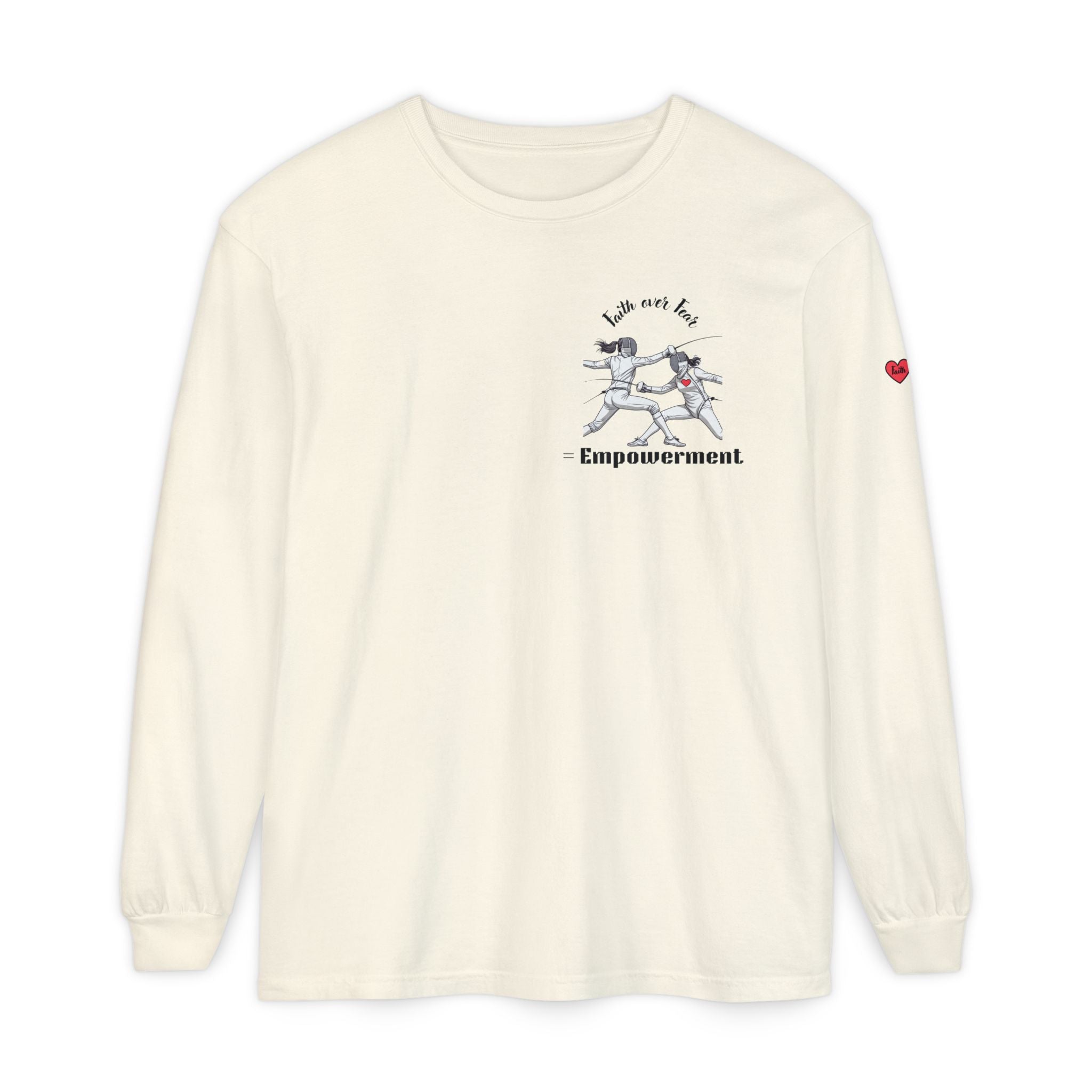Faith Over Fear – Empowerment Long Sleeve Fencing Tee for Women & Girls