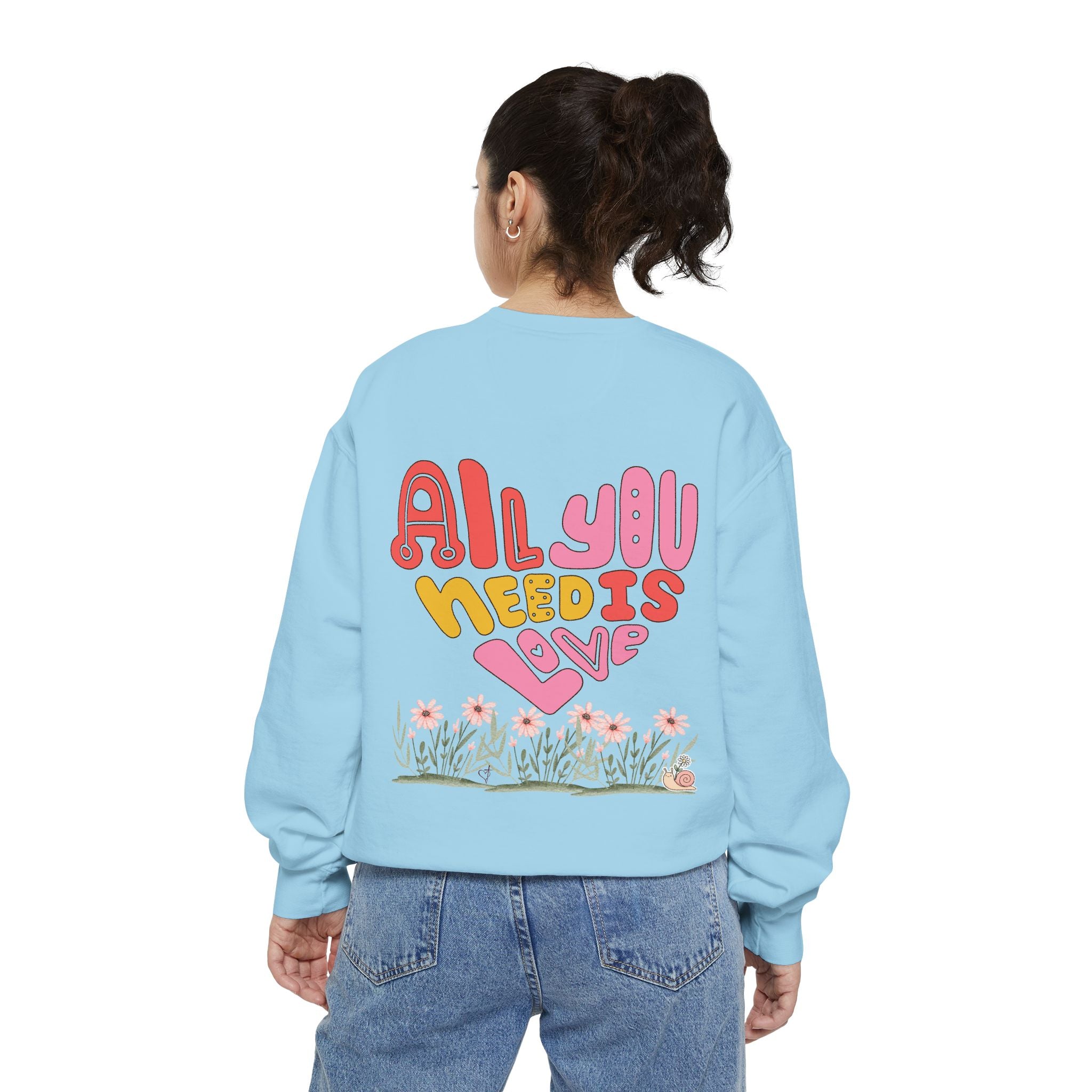 Retro Adult Female Crew Neck Sweatshirt:  All You Need is Love