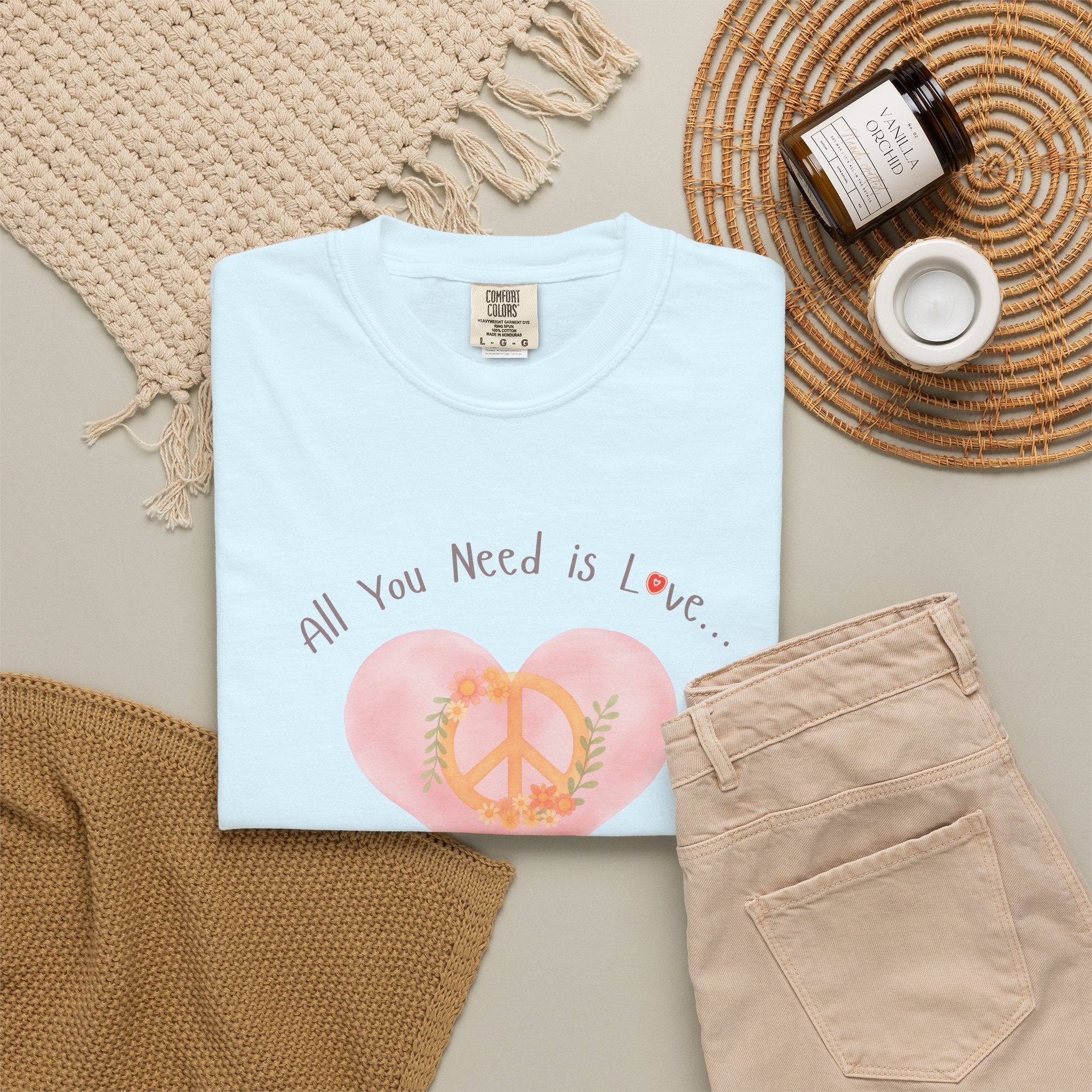 Peace and Love — Watercolor All You Need Is Love Tee — For Her
