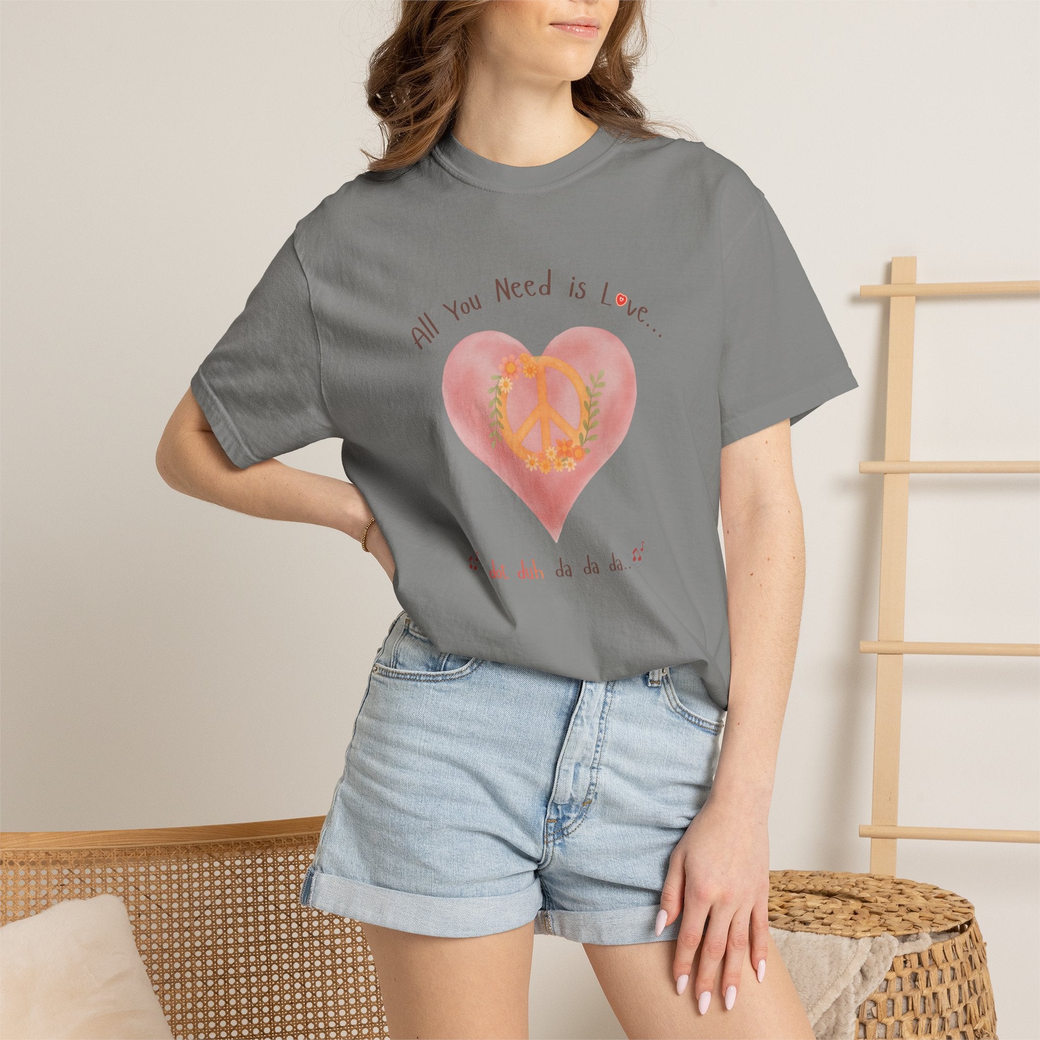 Peace and Love — Watercolor All You Need Is Love Tee — For Her