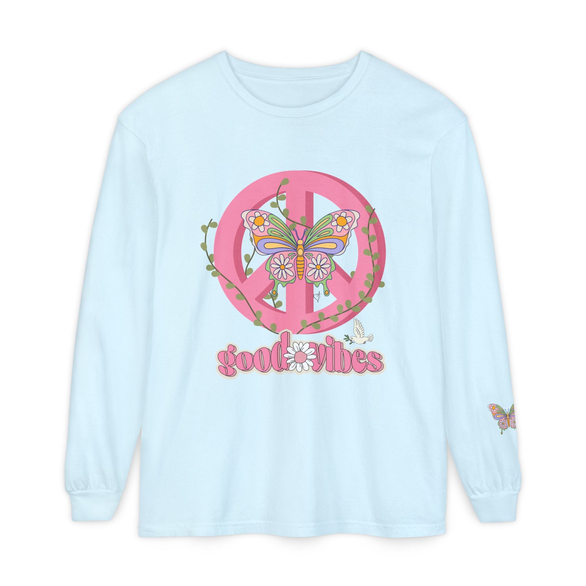 Peace and Love Soft Long Sleeve Good Vibes T-Shirt -- for Her