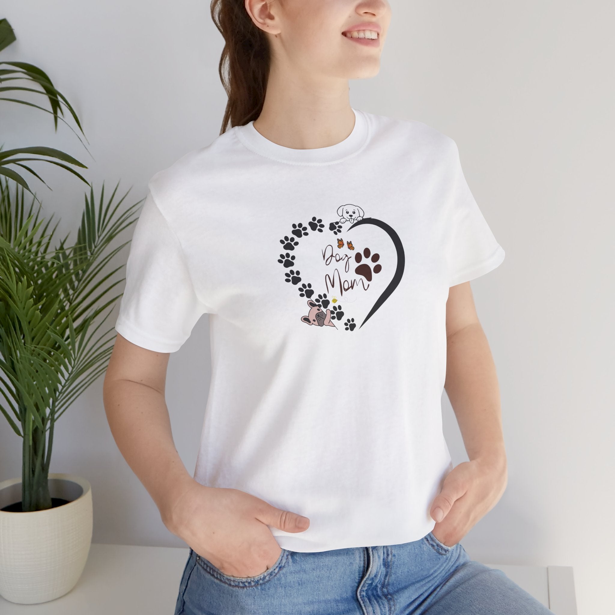 Dog Mom | Heart Paw Print T-Shirt – Cute Dog Lover Gift Adult Female