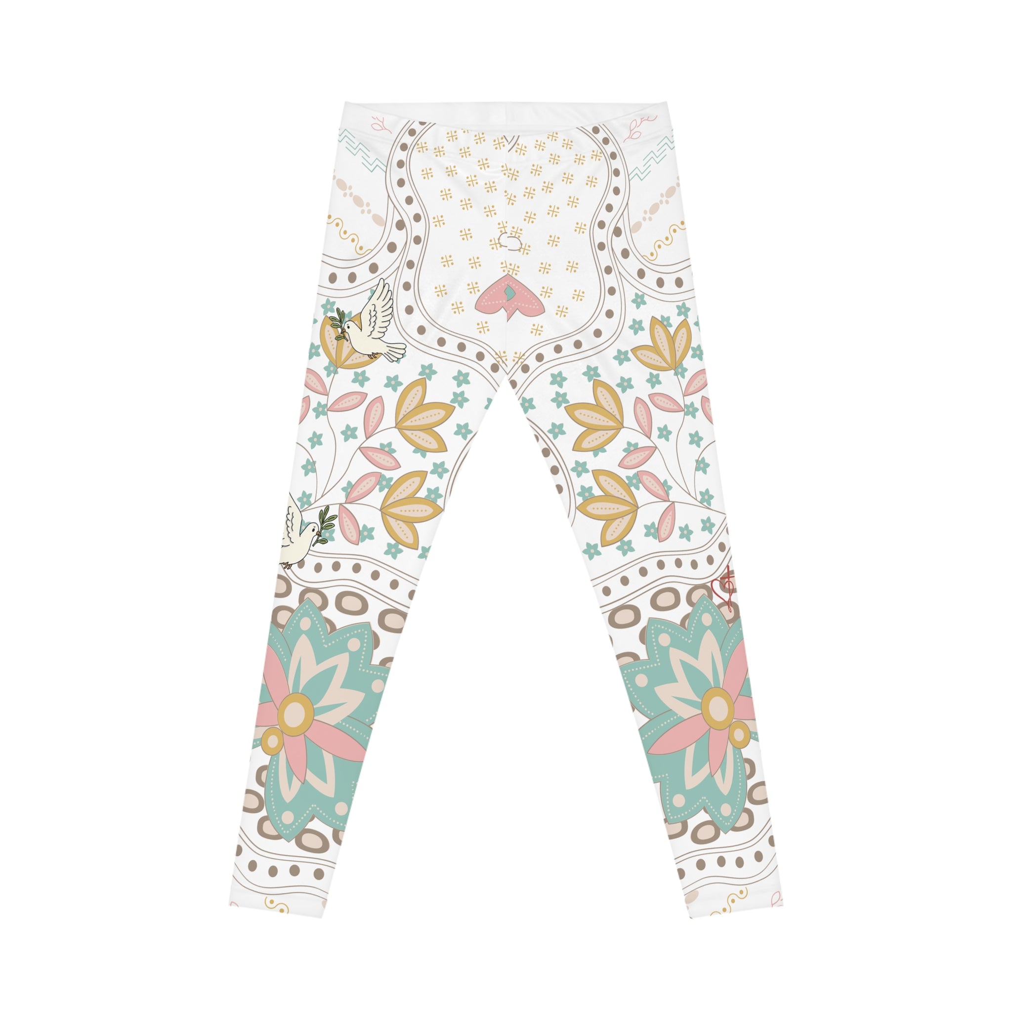 Female Adult Retro Floral Leggings:  Peace Begins With You