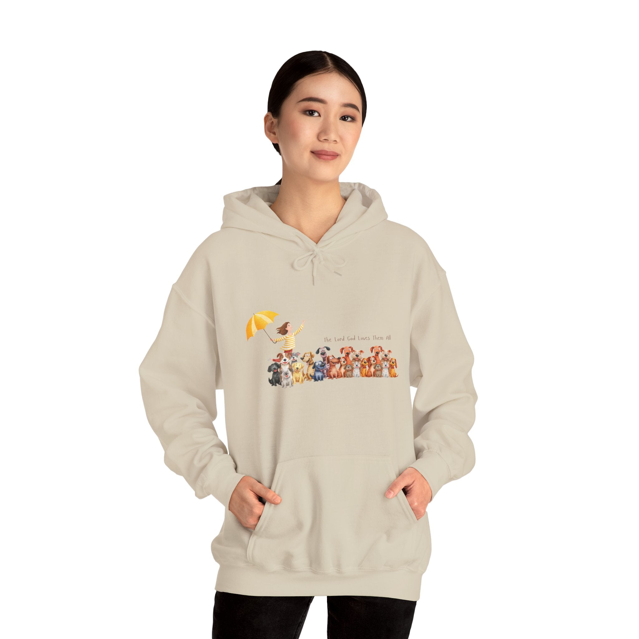 “The Lord God Loves Them All” Women's Hoodie –  Faith-Inspired Animal Lover Sweatshirt
