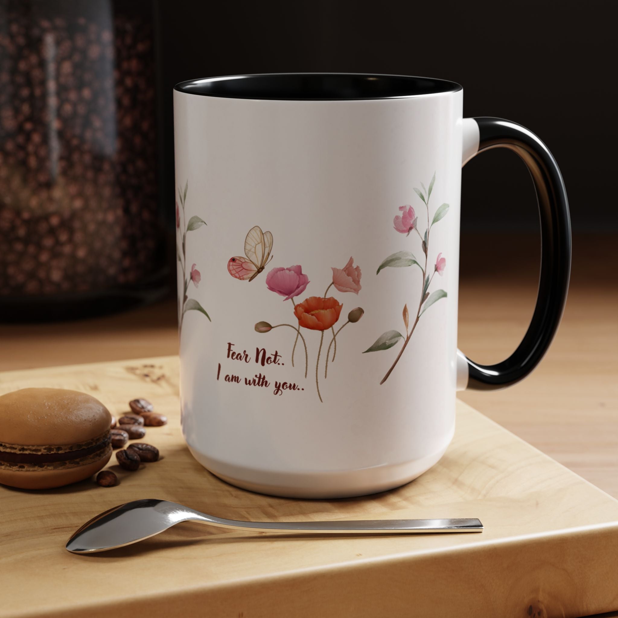 "Fear Not I am With You" Poppies Coffee Mug - Morning Grace in Every Sip (11, 15oz)