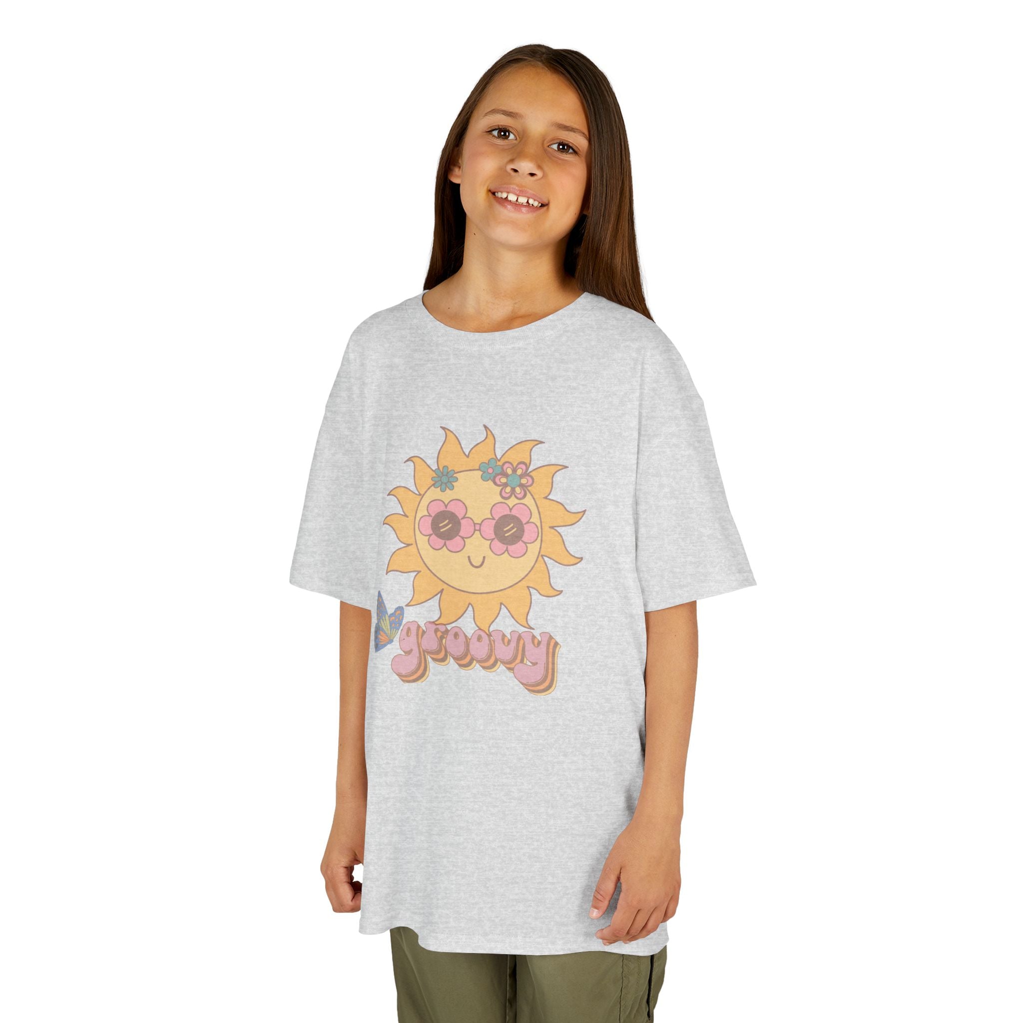 Peace and Love Groovy Sun Kids Tee — Retro 70s Graphic T-Shirt for Boys & Girls