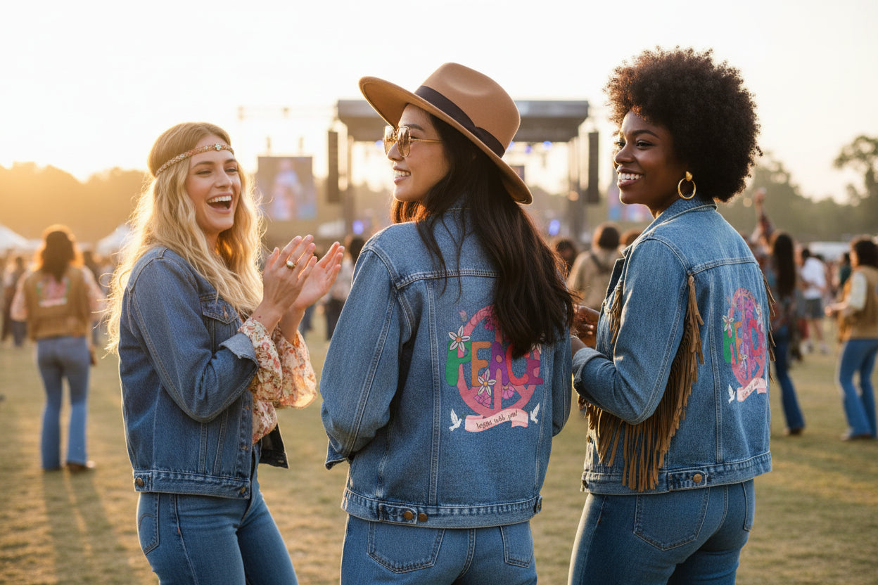 Adult Female Denim Jean Jacket:  "My Peace I give you"