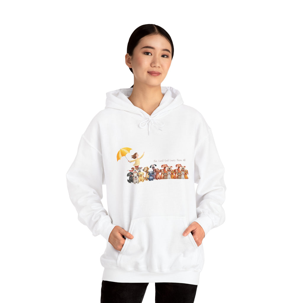 “The Lord God Loves Them All” Women's Hoodie –  Faith-Inspired Animal Lover Sweatshirt