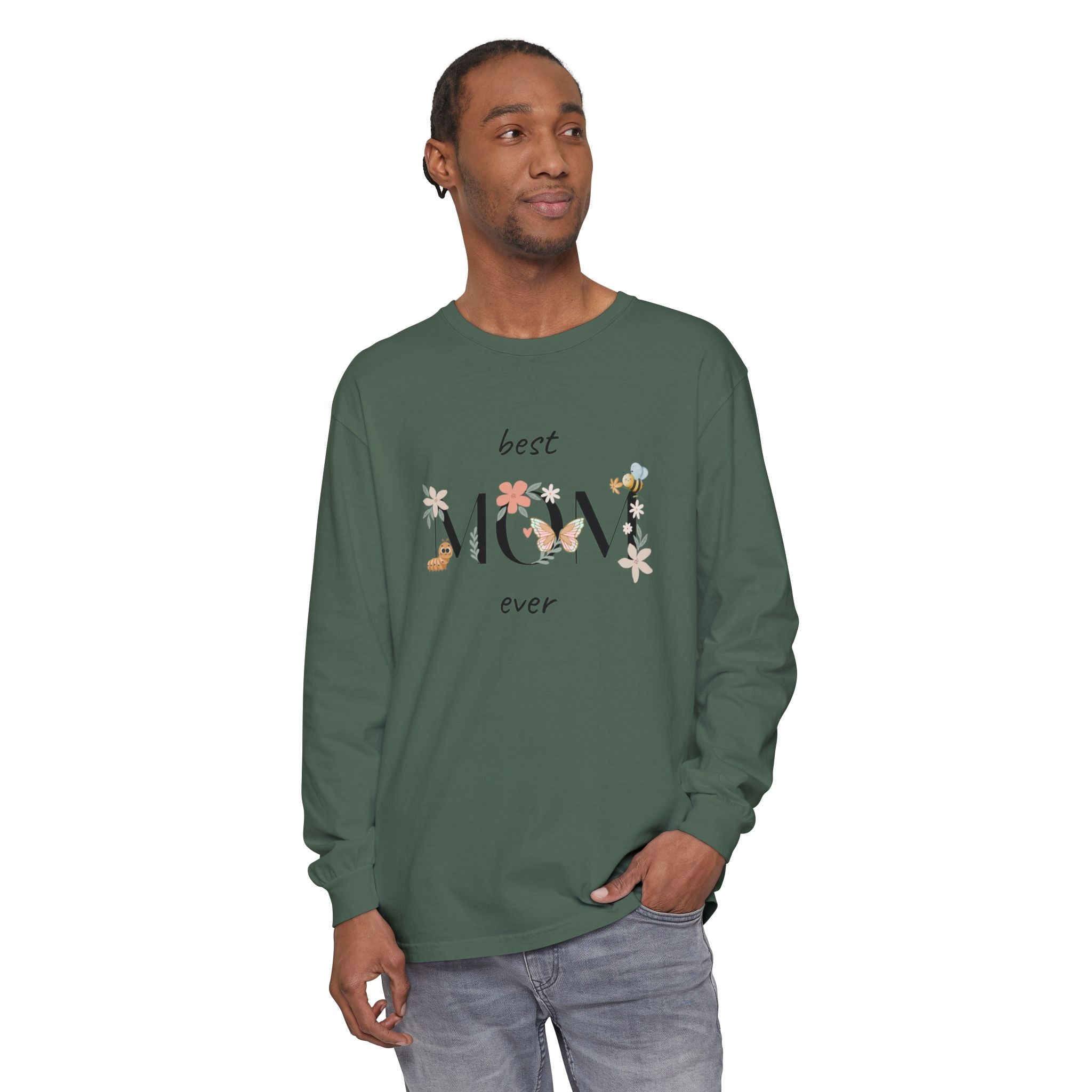 Adult Female Long Sleeve Floral Tee Best Mom Ever