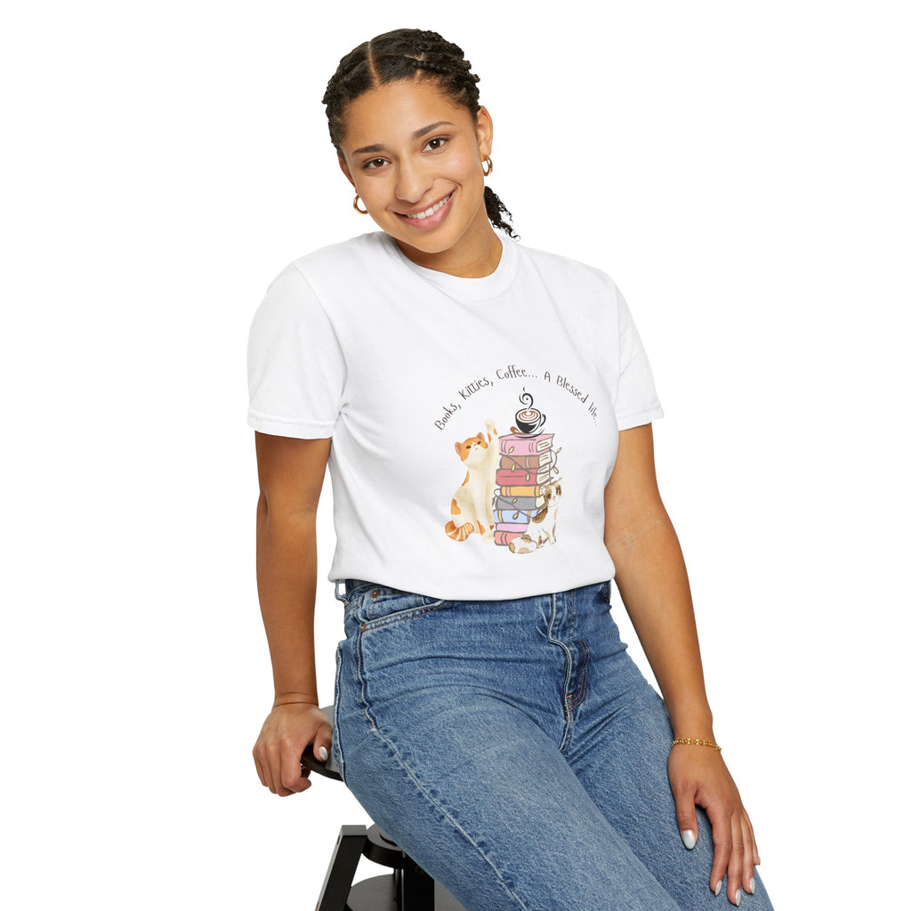 Books Kitties Coffee - A Blessed Life Relaxed Tee