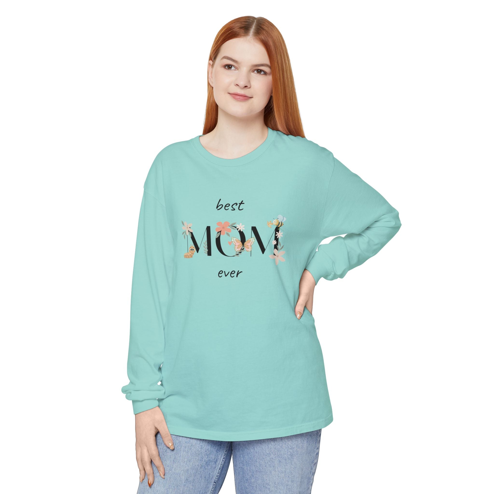 Adult Female Long Sleeve Floral Tee Best Mom Ever
