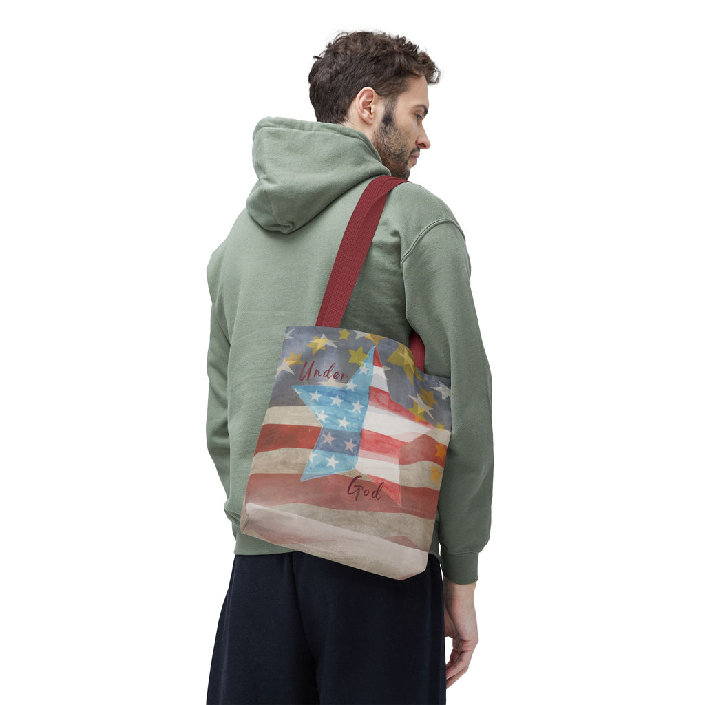 Under God | Watercolor Stars and Stripes Tote Bag 3 Sizes