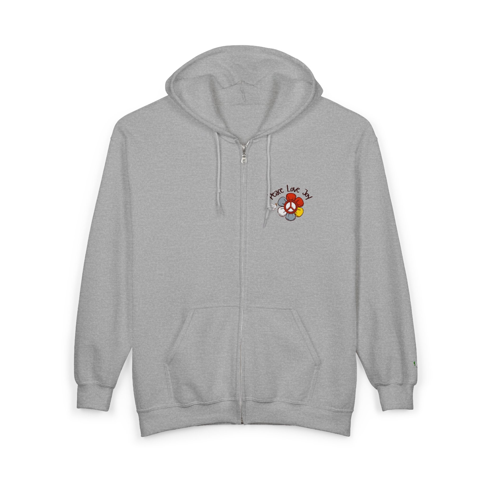 Embroidered Zippered Hoodie: For Her Peace and Love