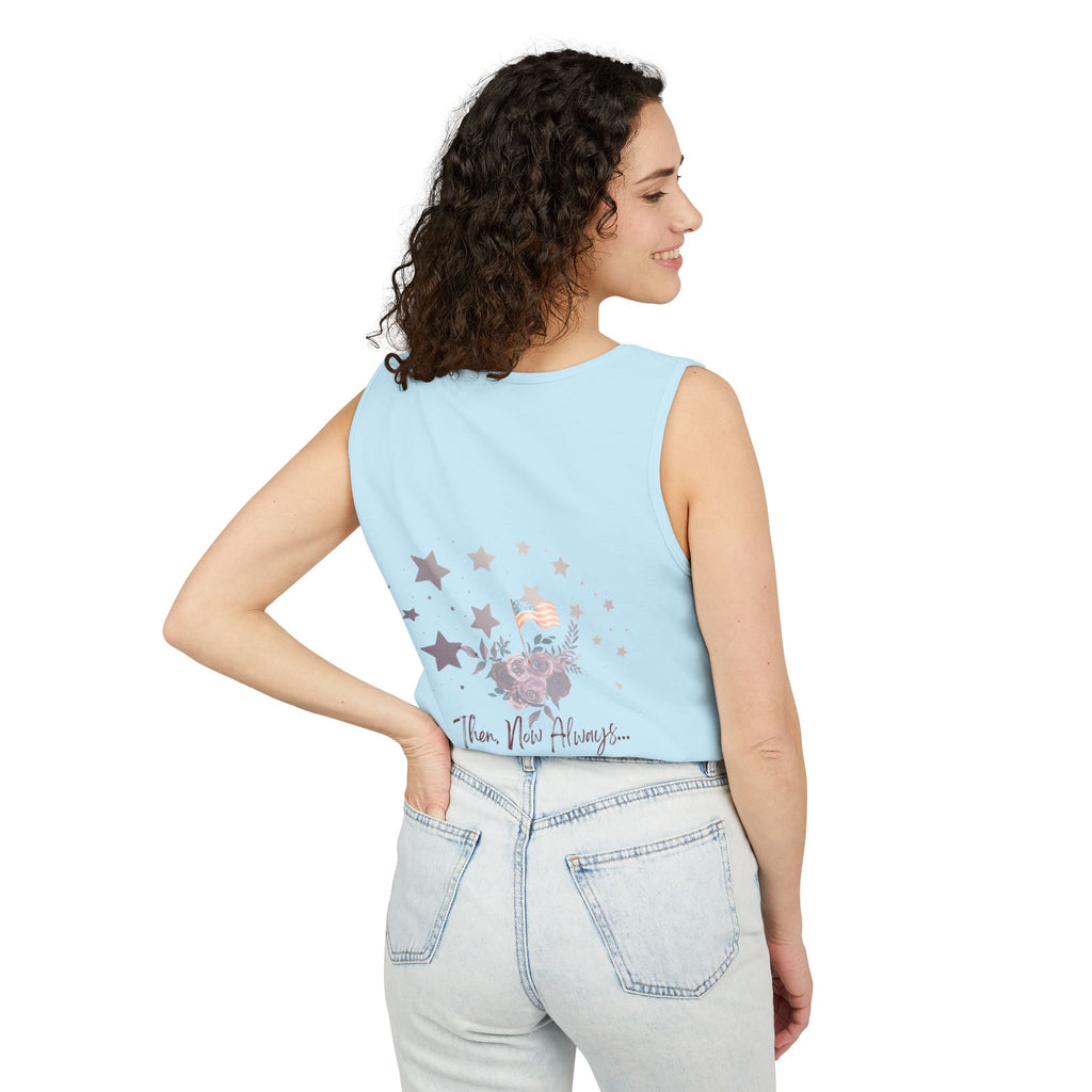 Then, Now and Always | Watercolor Flag & Roses Women's Tank Top