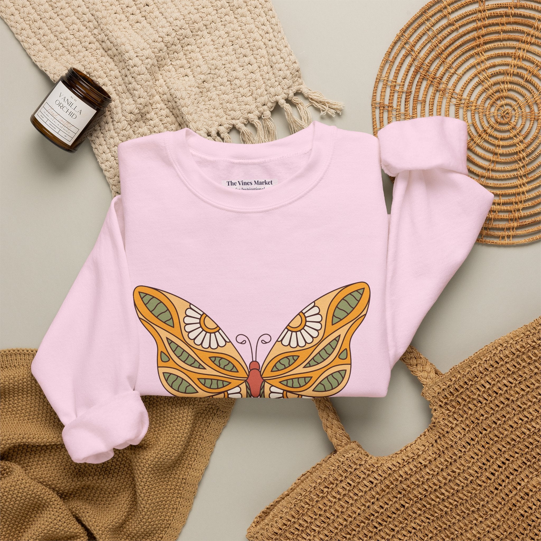 Peace and Love Butterfly Crewneck Sweatshirt — Retro Floral for Her