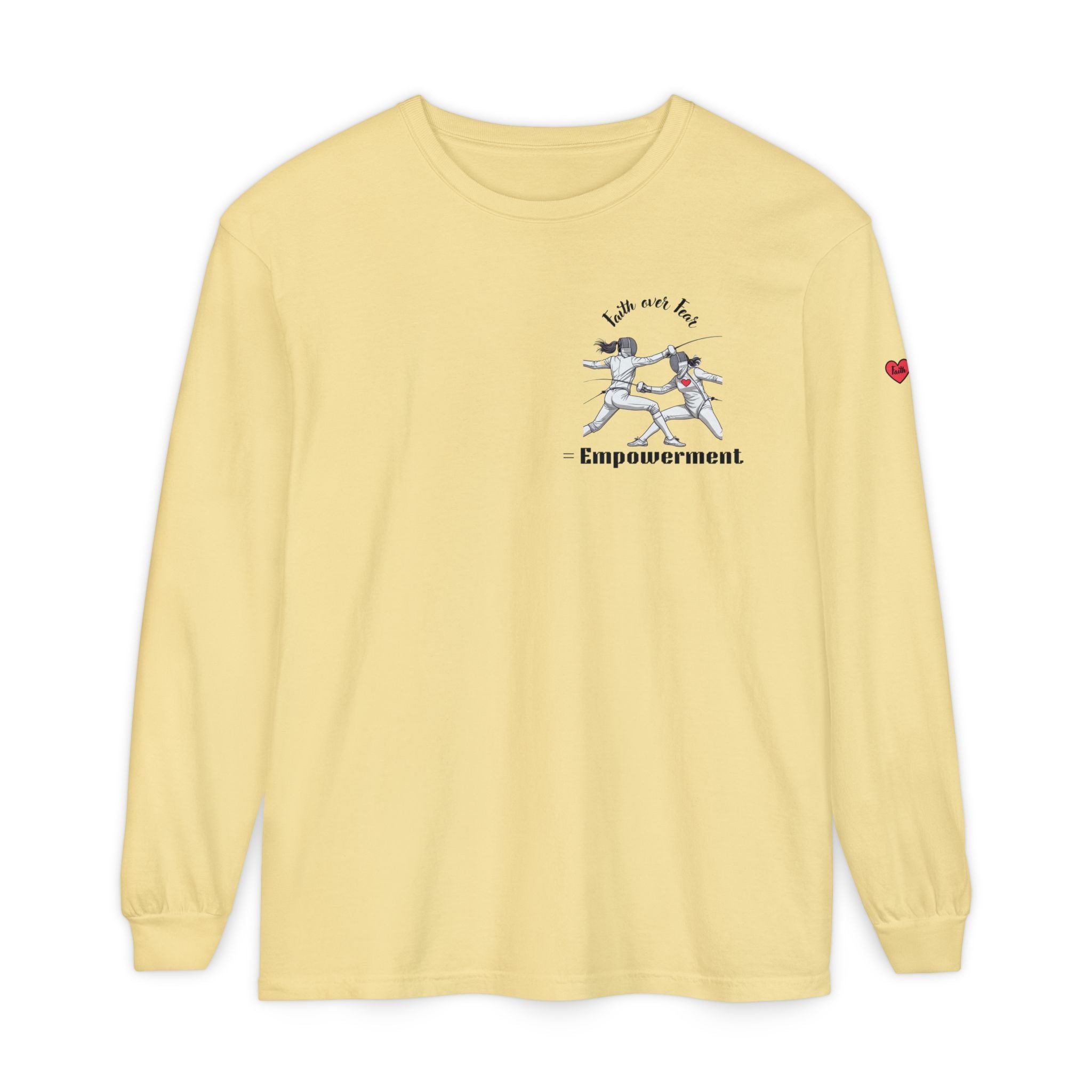 Faith Over Fear – Empowerment Long Sleeve Fencing Tee for Women & Girls