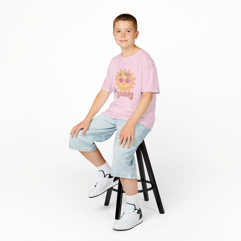 Peace and Love Groovy Sun Kids Tee — Retro 70s Graphic T-Shirt for Boys & Girls