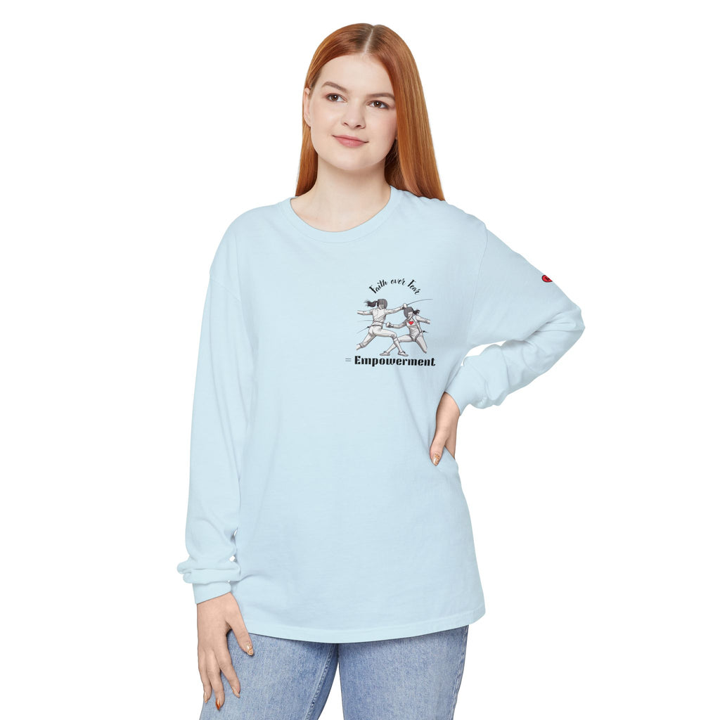 Faith Over Fear – Empowerment Long Sleeve Fencing Tee for Women & Girls