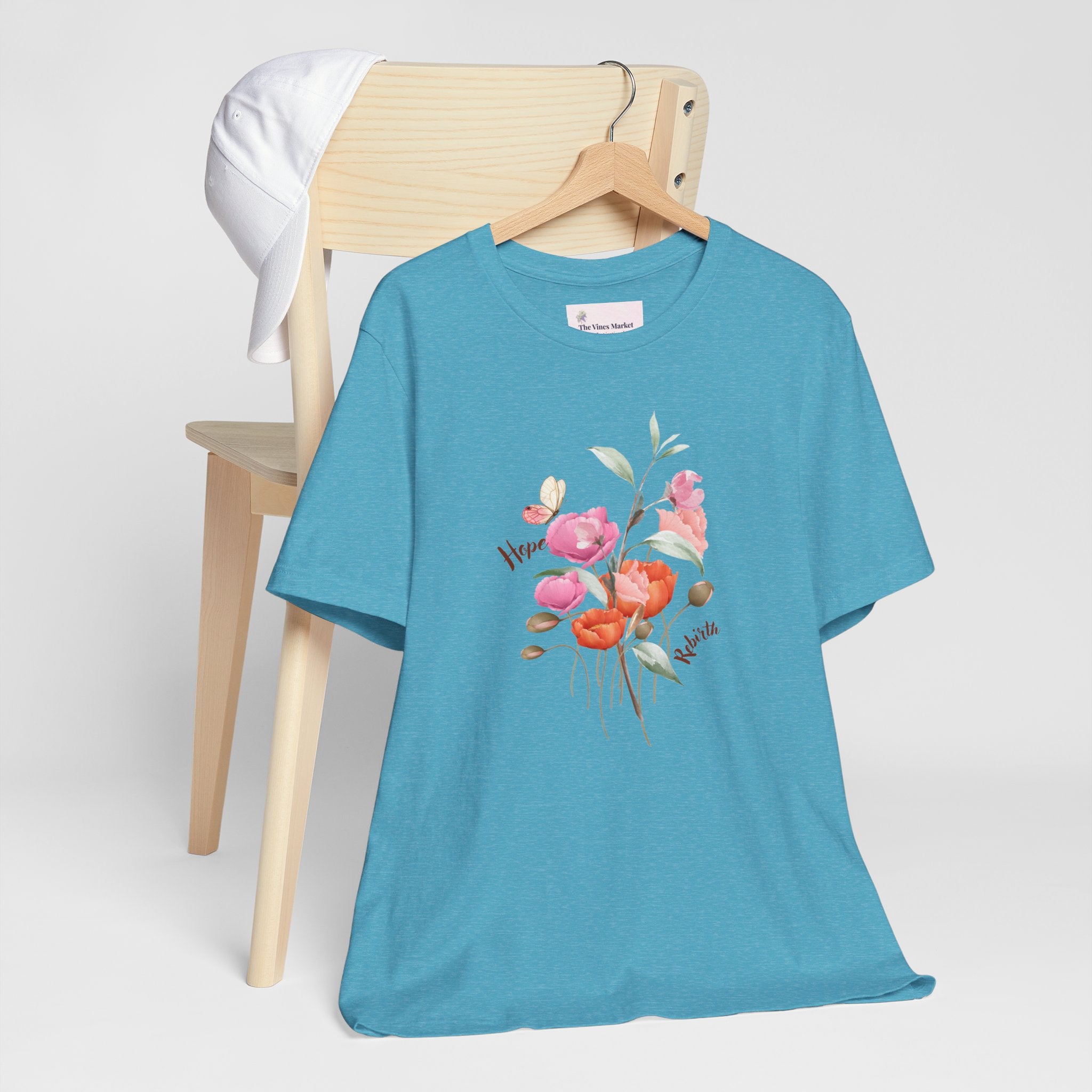 Relaxed Adult Female Comfort Tee: Hope & Rebirth Floral Tee – Easter Collection