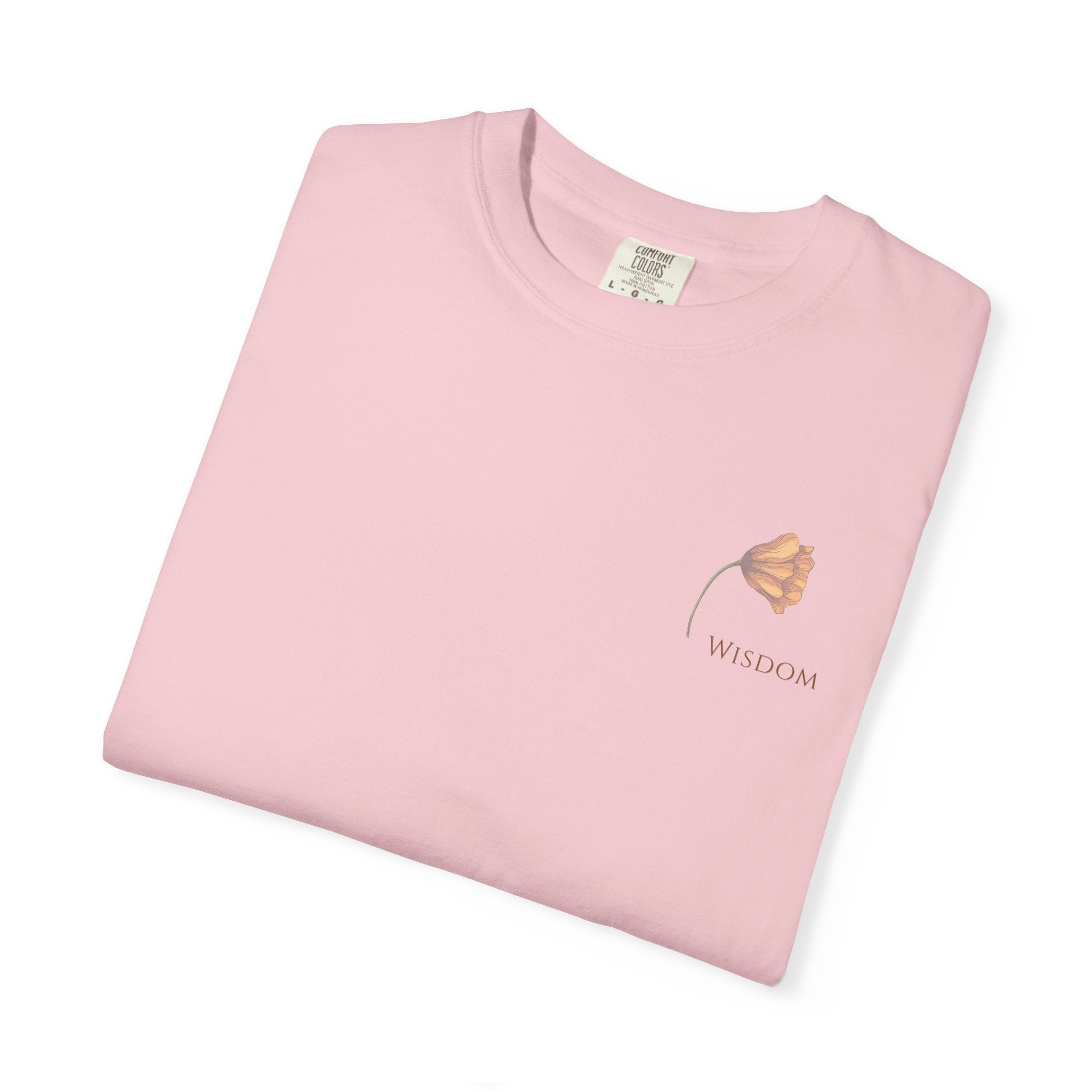 Whispers Collection™ | “Wisdom” Comfort Colors® Garment-Dyed Tee | Inspirational Botanical Shirt | Literary Minimalist Graphic Tee Women Adult