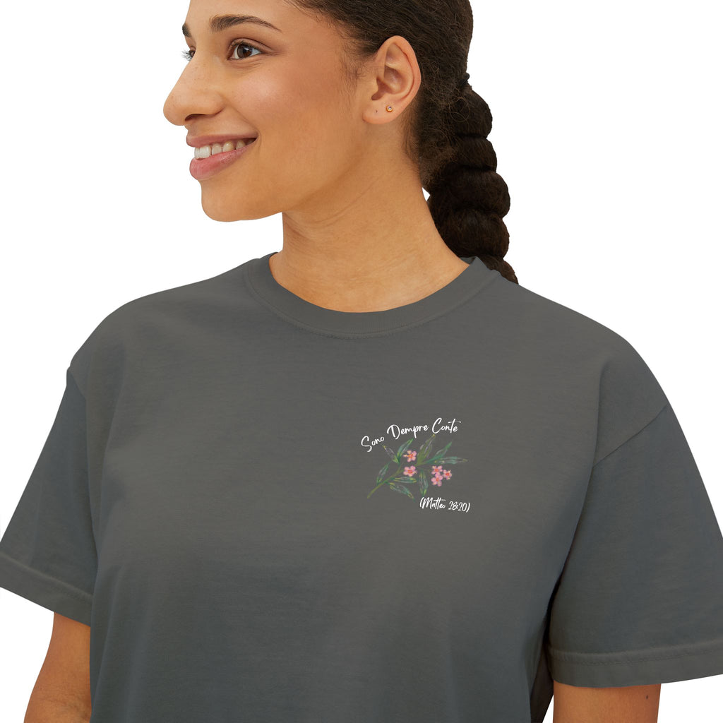 I Am With You Always" Multilingual Cropped Tee Adult Female