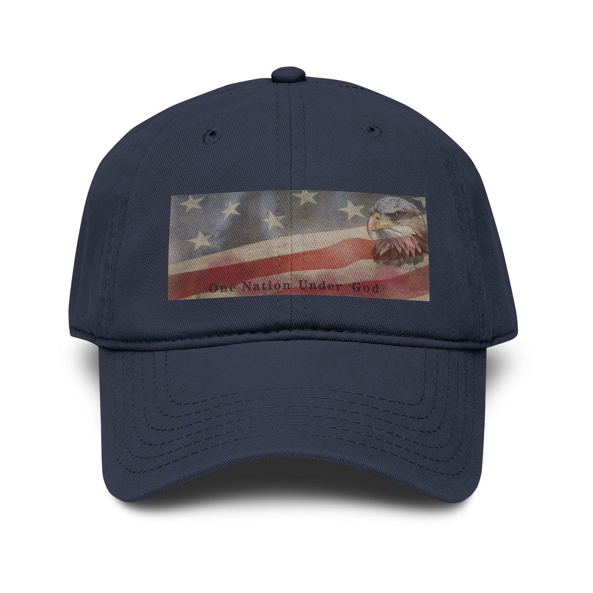 One Nation Under God | Guy's Eagle & Flag Baseball Cap: Garment Washed