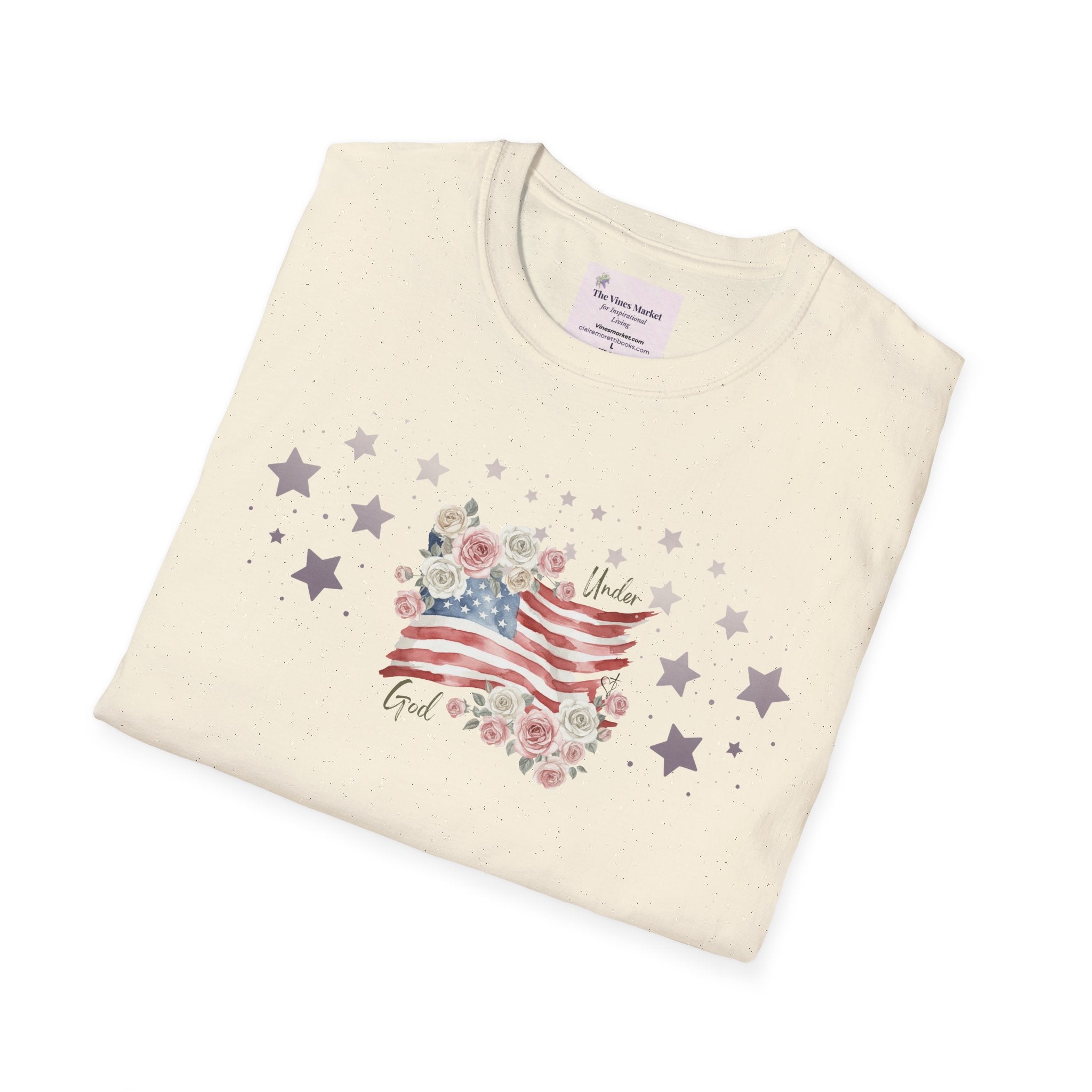 Under God | Watercolor Flag & Roses Women’s Tee
