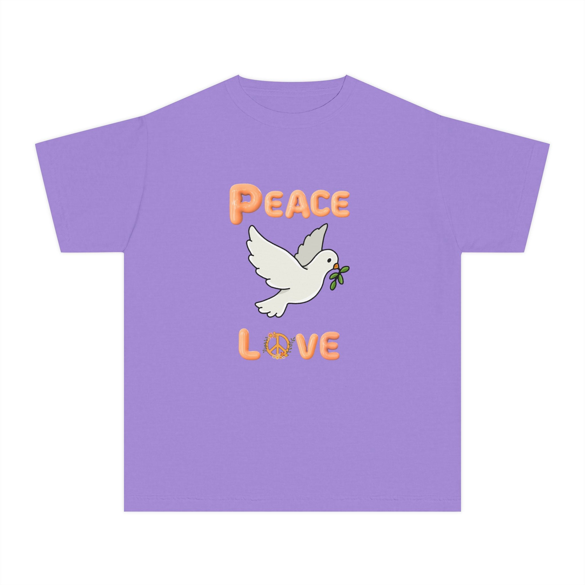 Unisex Youth Cotton Retro Tee:  Peace and Love