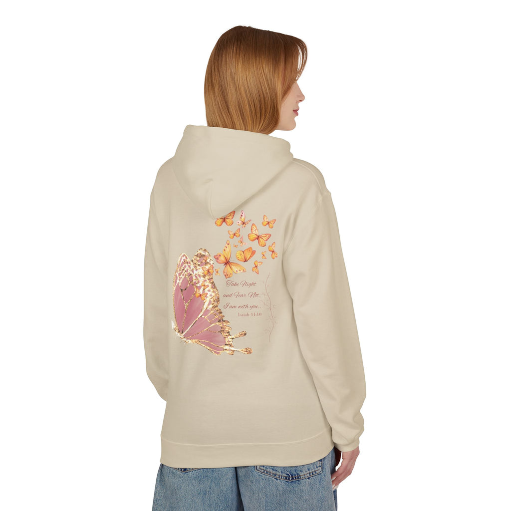 Adult Female Lightweight Soft Fleece Style Hoodie With Pockets:  "I am With You"  (Isaiah 41:10)