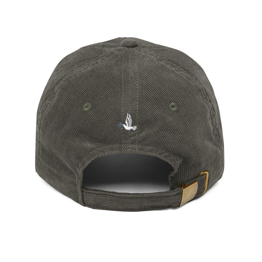Adult Unisex Retro Corduroy Cap: Embroidered Peace I Give You