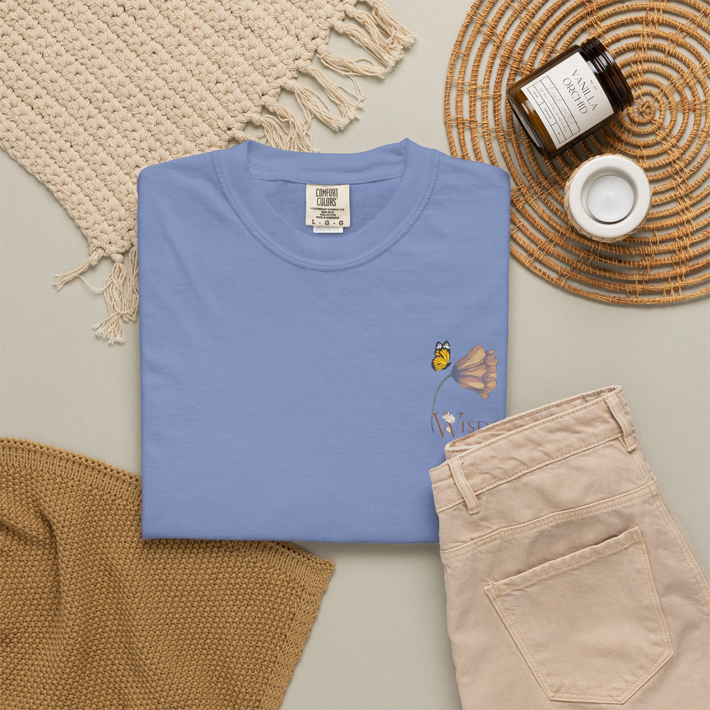 Whispers Collection™ | “Wisdom” Comfort Colors® Garment-Dyed Tee | Inspirational Botanical Shirt | Literary Minimalist Graphic Tee Women Adult