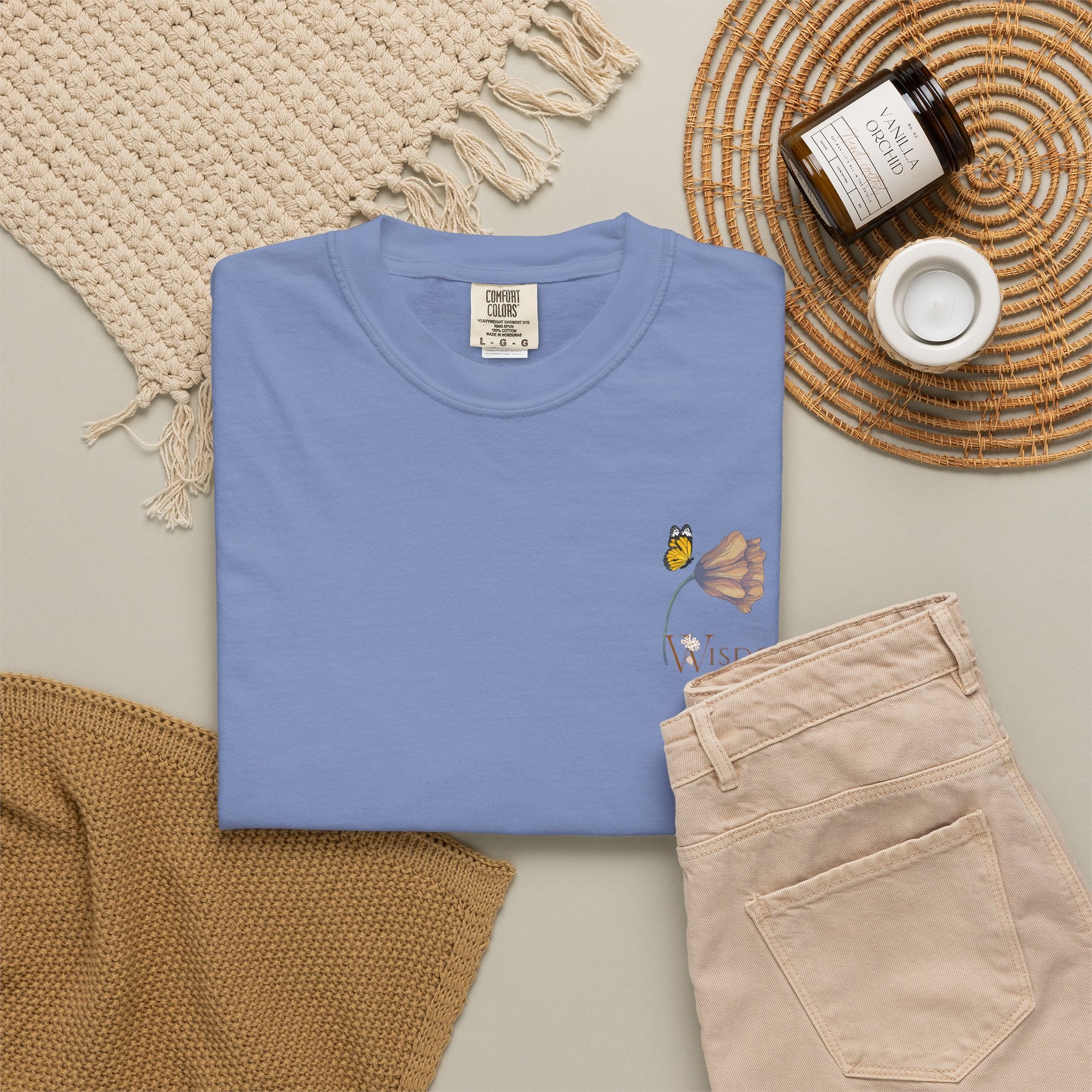 Whispers Collection™ | “Wisdom” Comfort Colors® Garment-Dyed Tee | Inspirational Botanical Shirt | Literary Minimalist Graphic Tee Women Adult