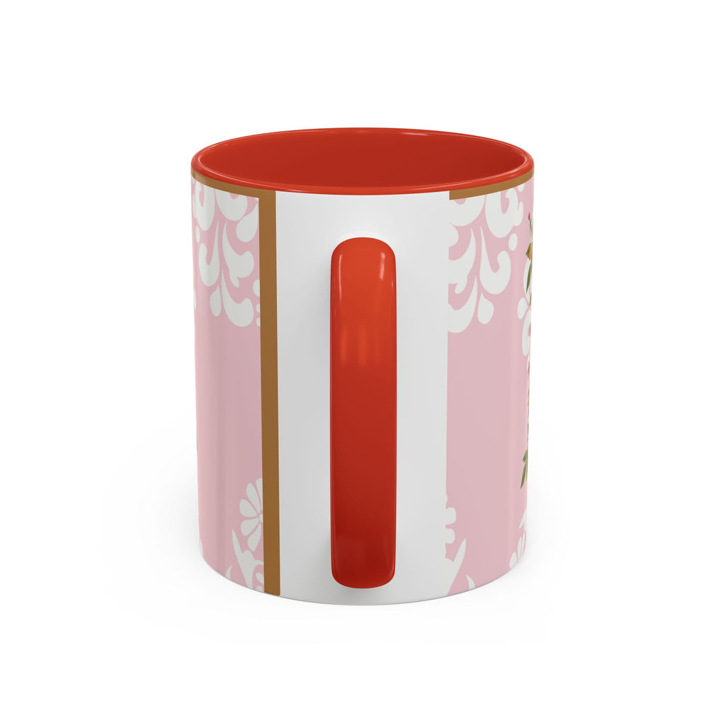 Peace and Love Coffee Mug — John 14:27 Pink Damask & Olive Floral Accent(11, 15oz)