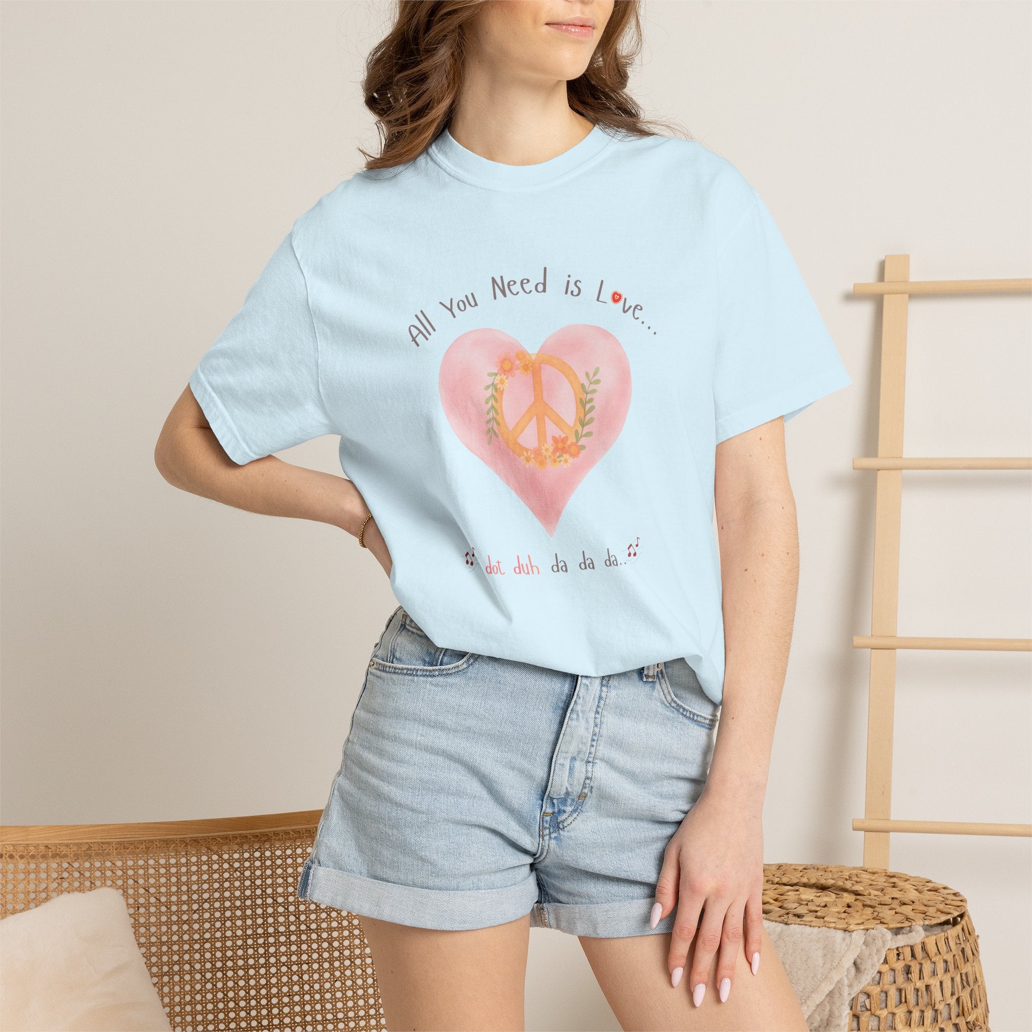 Peace and Love — Watercolor All You Need Is Love Tee — For Her