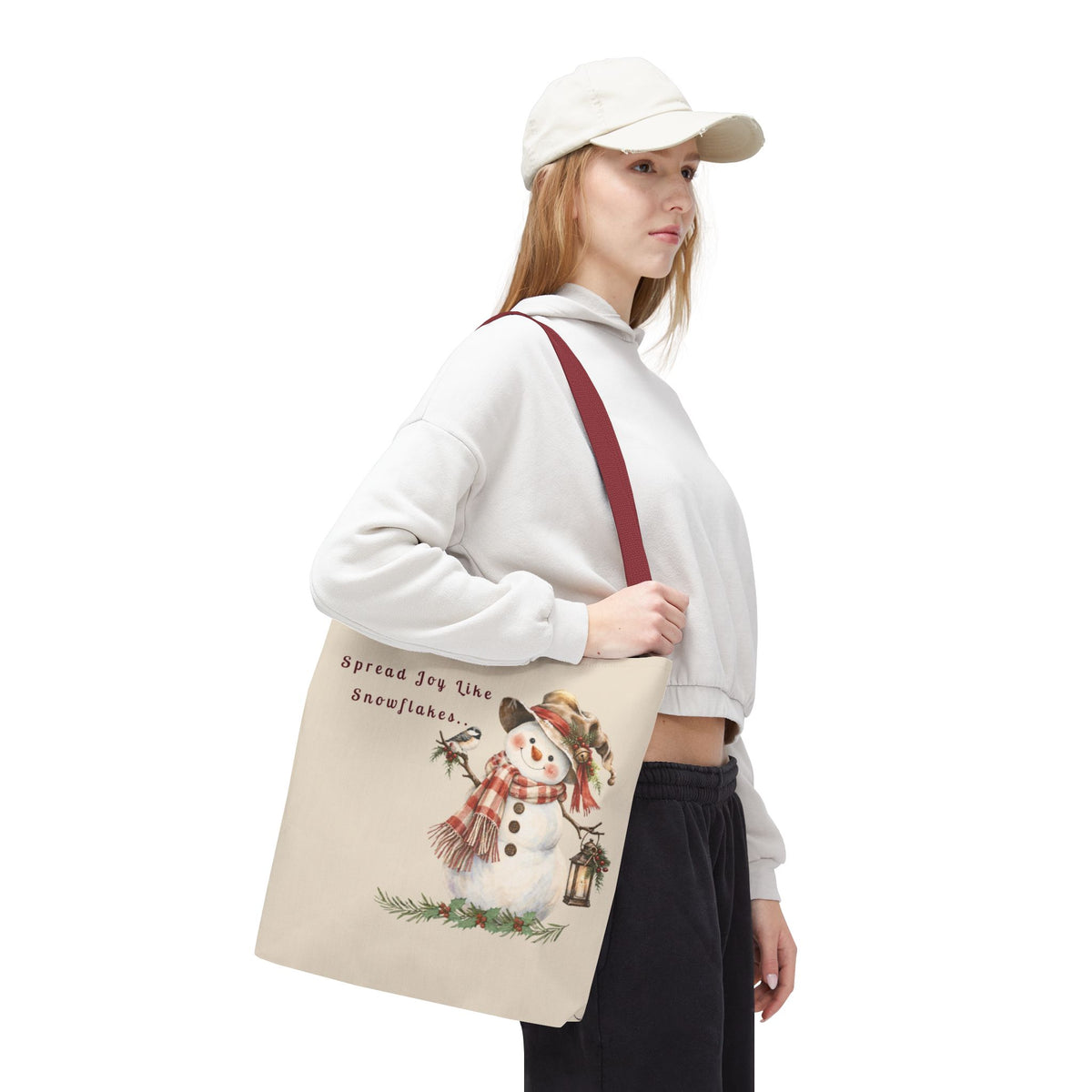 Spread Joy Like Snowflakes | Snowman Tote Bag