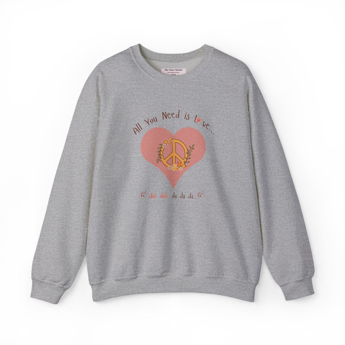 Peace and Love:  Retro All You Need is Love Sweatshirt -- For Her