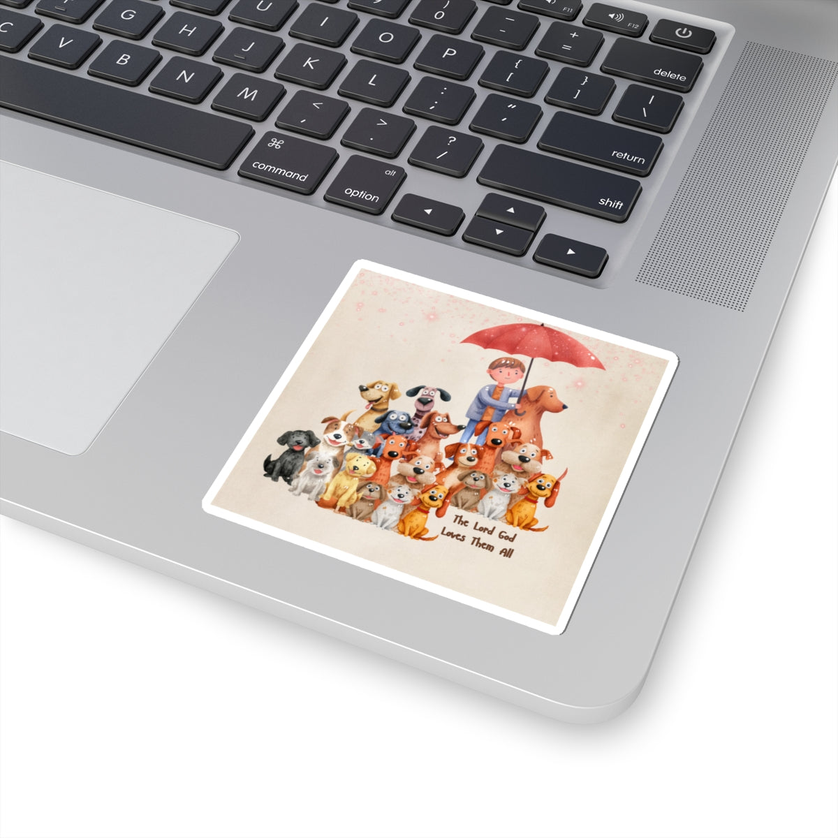 A Boy and His Dog:  The Lord God Loves Them All:  Inspirational Vinyl Sticker